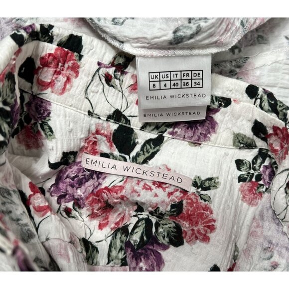 Emilia Wickstead Marion Belted Pleated Cotton-Blend Moire Midi Dress in White - Picture 5 of 5